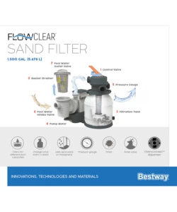 Pompa di filtraggio a sabbia per piscine da 5.678 litri/ora flowclear - bestway - 58497